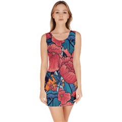 Flower Classic Japanese Art Bodycon Dress by Cowasu