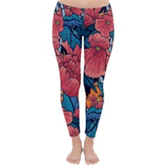 Flower Classic Japanese Art Classic Winter Leggings by Cowasu