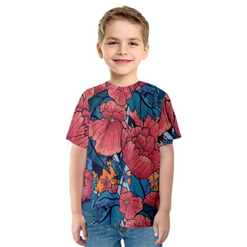 Flower Classic Japanese Art Kids  Sport Mesh T-shirt by Cowasu