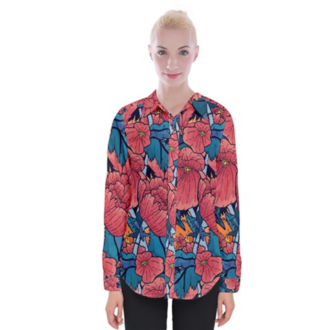 Flower Classic Japanese Art Womens Long Sleeve Shirt by Cowasu