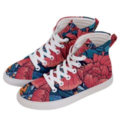 Flower Classic Japanese Art Men s Hi-top Skate Sneakers by Cowasu