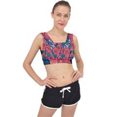 Flower Classic Japanese Art V-back Sports Bra by Cowasu