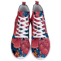 Flower Classic Japanese Art Men s Lightweight High Top Sneakers by Cowasu