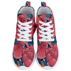 Flower Classic Japanese Art Women s Lightweight High Top Sneakers by Cowasu