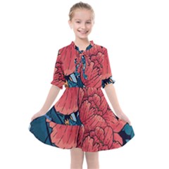 Flower Classic Japanese Art Kids  All Frills Chiffon Dress by Cowasu