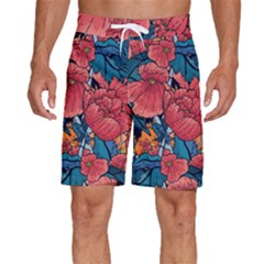 Flower Classic Japanese Art Men s Beach Shorts by Cowasu