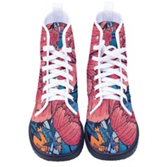 Flower Classic Japanese Art Kid s High-top Canvas Sneakers by Cowasu