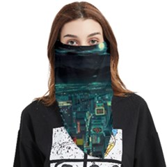 Night Black City Neon Sky Stars Moon Abstract Face Covering Bandana (triangle) by Cowasu