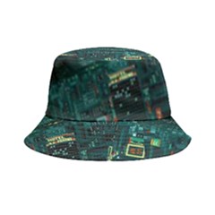 Night Black City Neon Sky Stars Moon Abstract Bucket Hat by Cowasu