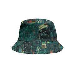 Night Black City Neon Sky Stars Moon Abstract Bucket Hat (kids) by Cowasu