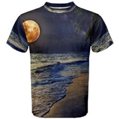 Beautiful Moon Nigh Sky Stars Men s Cotton T-shirt by Cowasu