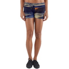 Beautiful Moon Nigh Sky Stars Yoga Shorts by Cowasu