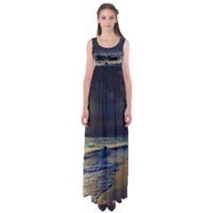 Beautiful Moon Nigh Sky Stars Empire Waist Maxi Dress by Cowasu