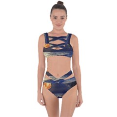 Beautiful Moon Nigh Sky Stars Bandaged Up Bikini Set  by Cowasu