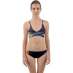 Beautiful Moon Nigh Sky Stars Wrap Around Bikini Set by Cowasu