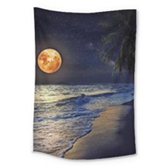 Beautiful Moon Nigh Sky Stars Large Tapestry by Cowasu