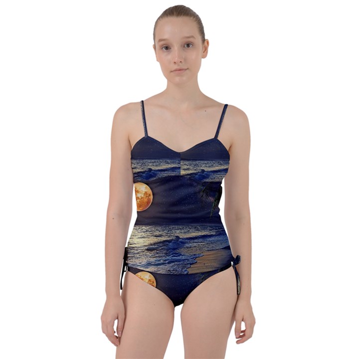 Beautiful Moon Nigh Sky Stars Sweetheart Tankini Set