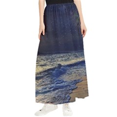 Beautiful Moon Nigh Sky Stars Maxi Chiffon Skirt by Cowasu