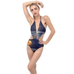 Beautiful Moon Nigh Sky Stars Plunging Cut Out Swimsuit by Cowasu