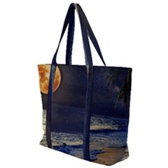 Beautiful Moon Nigh Sky Stars Zip Up Canvas Bag by Cowasu