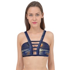 Beautiful Moon Nigh Sky Stars Cage Up Bikini Top by Cowasu