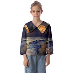 Beautiful Moon Nigh Sky Stars Kids  Sailor Shirt by Cowasu