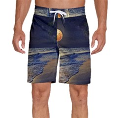 Beautiful Moon Nigh Sky Stars Men s Beach Shorts by Cowasu