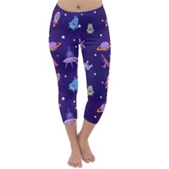 Space Seamless Pattern Capri Winter Leggings  by pakminggu