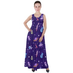 Space Seamless Pattern Empire Waist Velour Maxi Dress by pakminggu