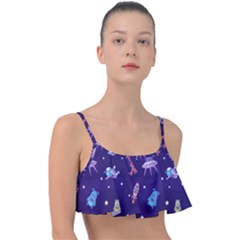 Space Seamless Pattern Frill Bikini Top by pakminggu