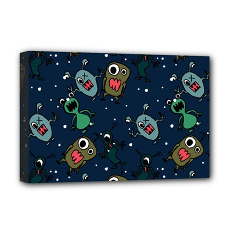 Monster Alien Pattern Seamless Background Deluxe Canvas 18  X 12  (stretched) by pakminggu