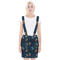 Monster Alien Pattern Seamless Background Braces Suspender Skirt by pakminggu