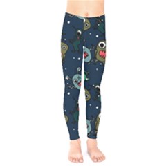 Monster Alien Pattern Seamless Background Kids  Classic Winter Leggings by pakminggu