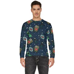 Monster Alien Pattern Seamless Background Men s Fleece Sweatshirt by pakminggu