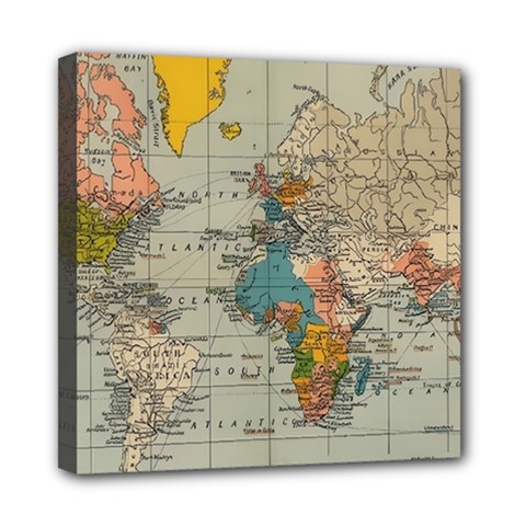 Vintage World Map Mini Canvas 8  X 8  (stretched) by pakminggu