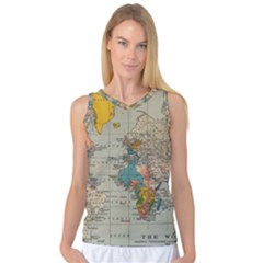 Vintage World Map Women s Basketball Tank Top by pakminggu