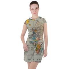 Vintage World Map Drawstring Hooded Dress by pakminggu