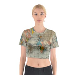 Vintage World Map Cotton Crop Top by pakminggu