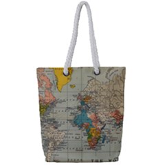 Vintage World Map Full Print Rope Handle Tote (small) by pakminggu