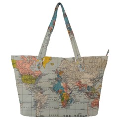 Vintage World Map Full Print Shoulder Bag by pakminggu