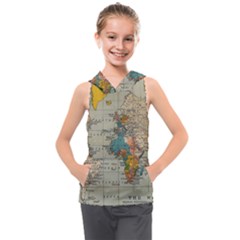 Vintage World Map Kids  Sleeveless Hoodie by pakminggu