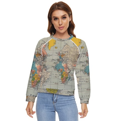 Vintage World Map Women s Long Sleeve Raglan T-shirt by pakminggu