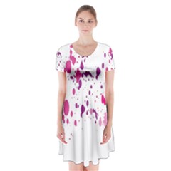 Blot-01  Short Sleeve V-neck Flare Dress by nateshop