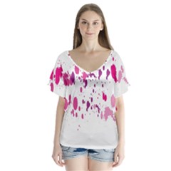 Blot-01  V-neck Flutter Sleeve Top by nateshop