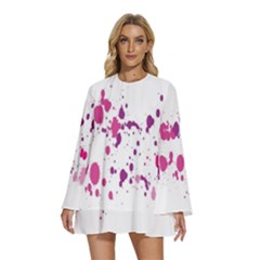 Blot-01  Round Neck Long Sleeve Bohemian Style Chiffon Mini Dress by nateshop