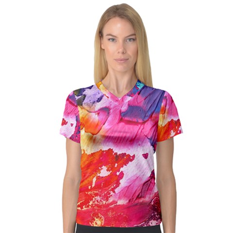 Colorful-100 V-neck Sport Mesh T-shirt by nateshop