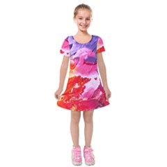 Colorful-100 Kids  Short Sleeve Velvet Dress by nateshop