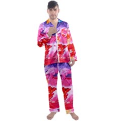 Colorful-100 Men s Long Sleeve Satin Pajamas Set