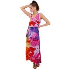 Colorful-100 V-neck Chiffon Maxi Dress by nateshop