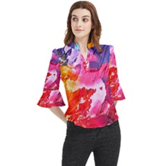 Colorful-100 Loose Horn Sleeve Chiffon Blouse